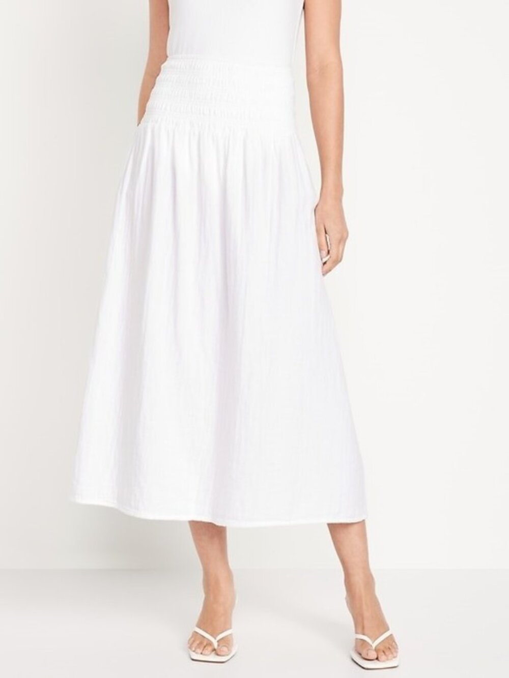 (2 for $25) OLD NAVY High Waisted Crinkle Gauze Maxi Skirt - Ivory - M - NWT